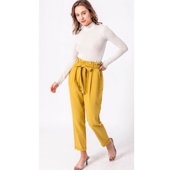 High waisted paper bag pants - Picture 2 of 5